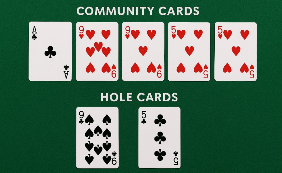 Community and hole cards